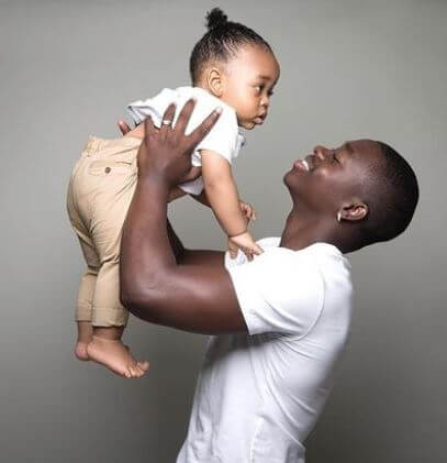 Nampalys Mendy with his son.